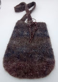 Hand Crocheted & Felted Llama Shoulder Bag by The Joy of Llamas – Brown & Navy Drawstring