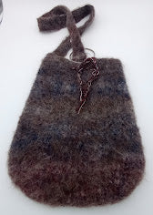 Hand Crocheted & Felted Llama Shoulder Bag by The Joy of Llamas – Brown & Navy Drawstring