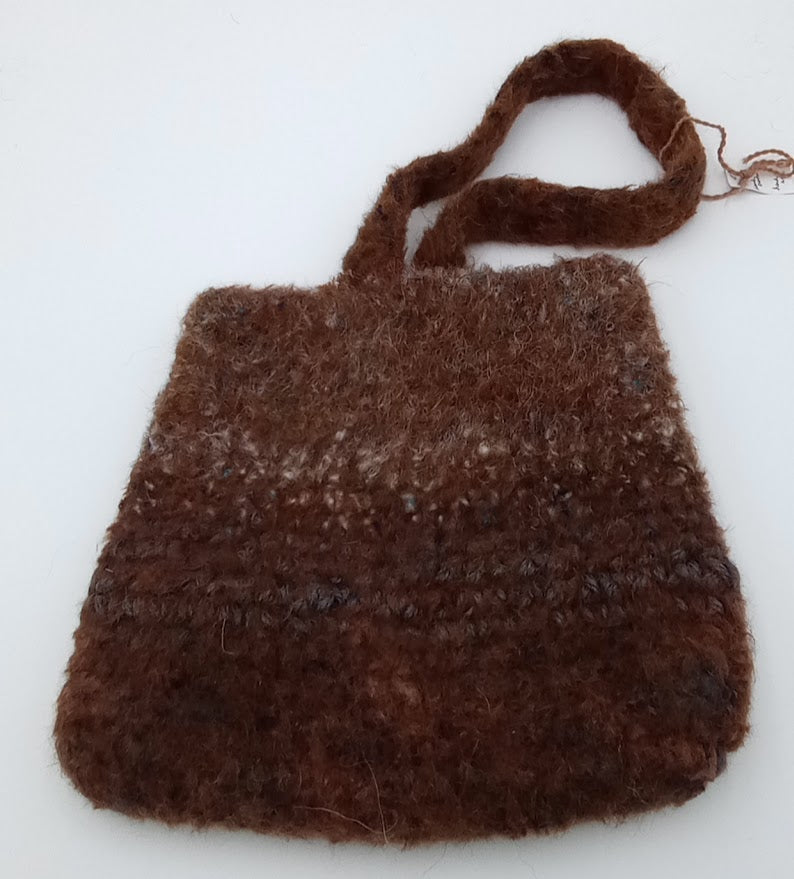 Hand Crocheted & Felted Llama Shoulder Bag by The Joy of Llamas – Gray, Blue & Mahogany