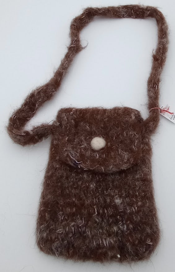 Hand Crocheted & Felted Llama Shoulder Bag by The Joy of Llamas – Brown, Gray & Navy