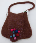 Hand Crocheted & Felted Llama Bag by The Joy of Llamas – Brown with Felted Bead Flap
