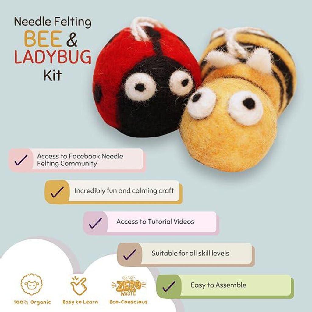 Felt a Bee & Ladybug — Woolbuddy Beginner Needle Felting Kit