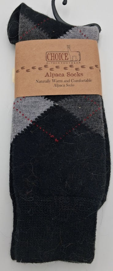 Black Argyle Alpaca Socks | Fehrenbach Fibers