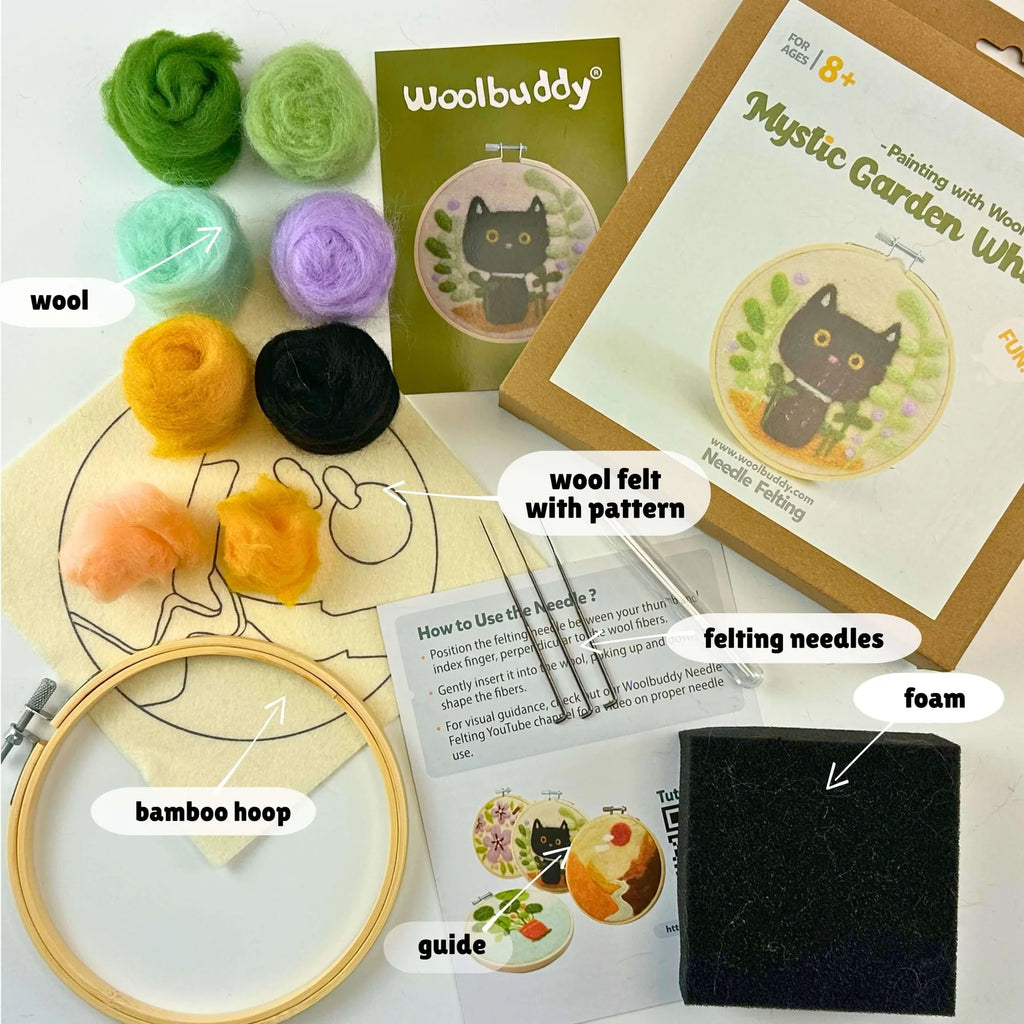 Woolbuddy Mystic Garden Whiskers — Needle Felting Painting Kit