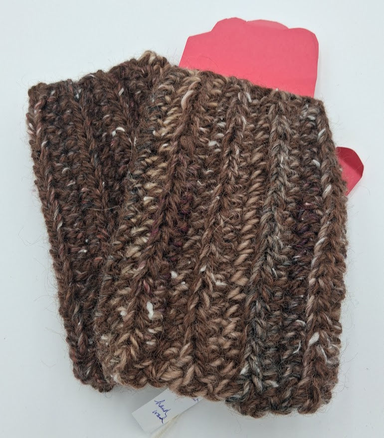 Hand Crocheted Fingerless Gloves — Brown & White Alpaca & Wool | The Joy of Llamas