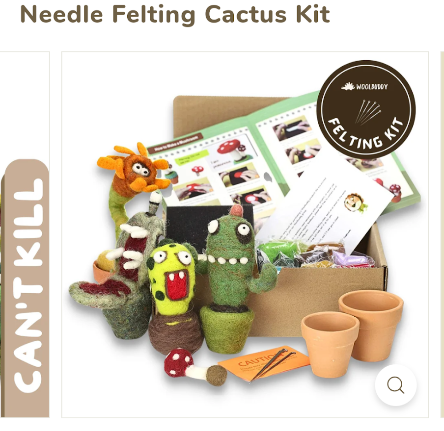 Woolbuddy Monster Cactus Needle Felting Kit