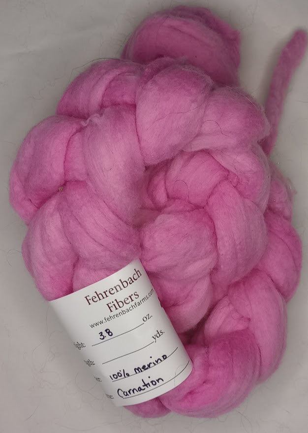 Carnation — Indie Dyed Merino Roving Braid