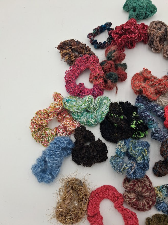 Hand Crocheted Hair Scrunchies — Natural Fiber | The Joy of Llamas