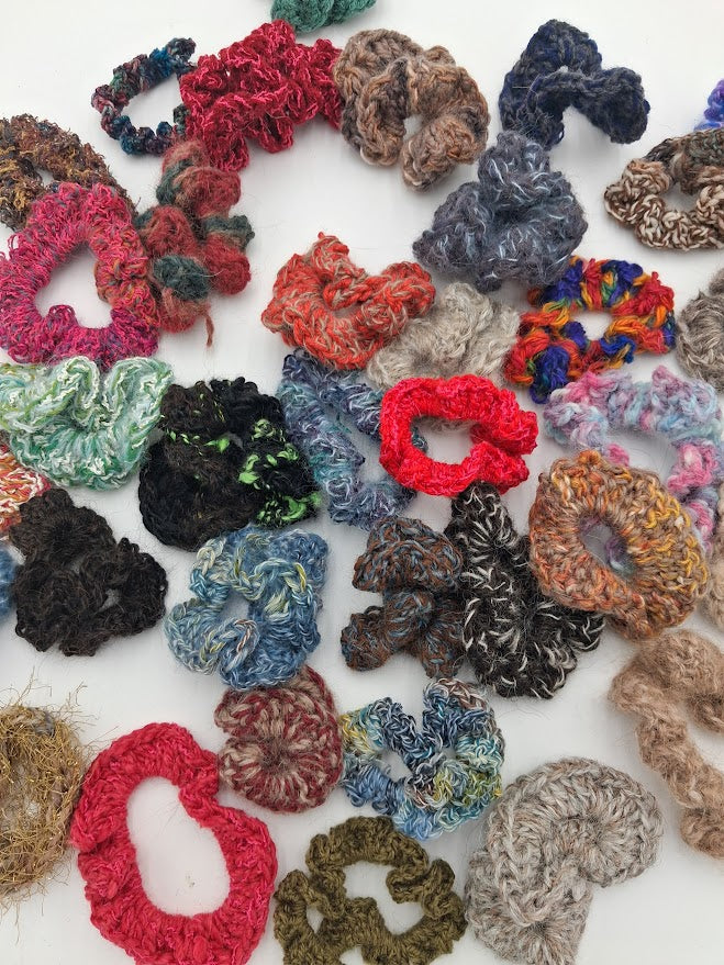 Hand Crocheted Hair Scrunchies — Natural Fiber | The Joy of Llamas