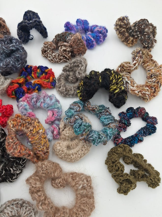 Hand Crocheted Hair Scrunchies — Natural Fiber | The Joy of Llamas