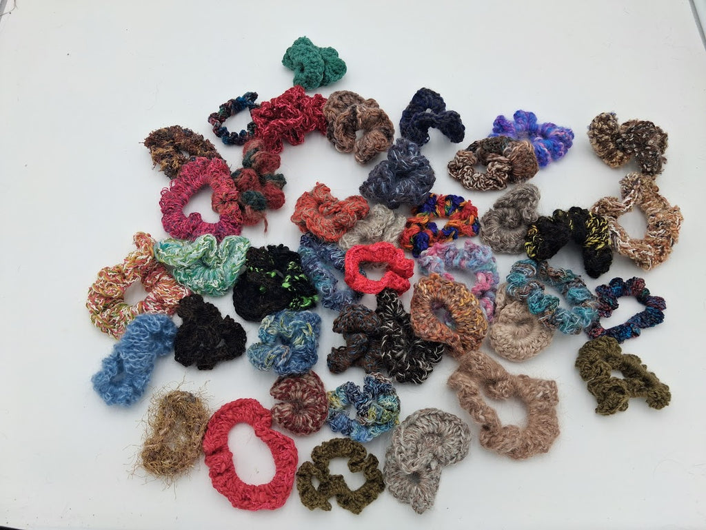 Hand Crocheted Hair Scrunchies — Natural Fiber | The Joy of Llamas