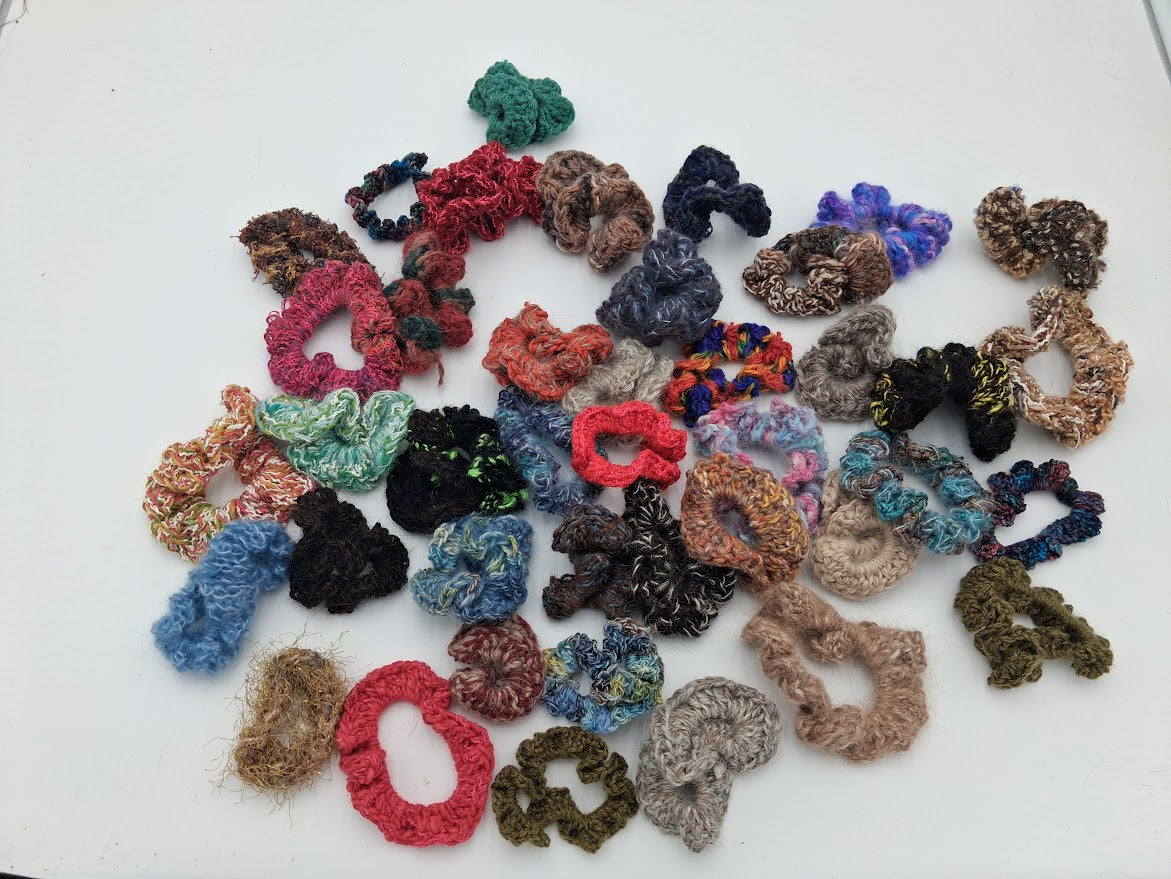 Hand Crocheted Hair Scrunchies — Natural Fiber | The Joy of Llamas