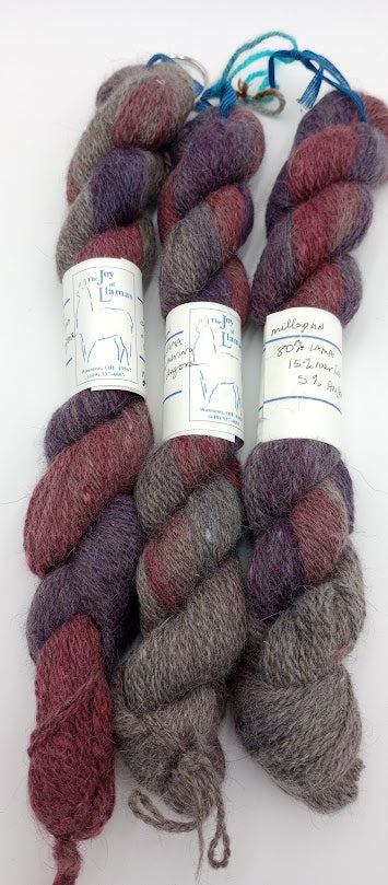 Joy of Llamas #2 — Hand-Dyed Sport Weight Yarn | 80% Llama, 15% Merino, 5% Angora