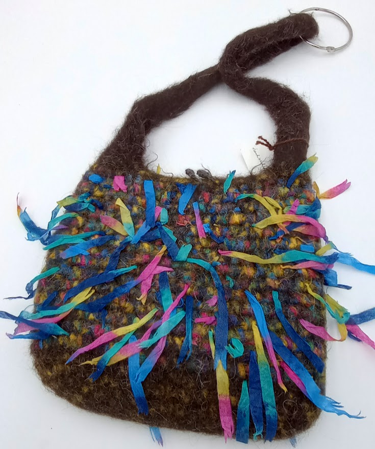 Hand Crocheted & Felted Llama Bag by The Joy of Llamas – Rainbow & Ribbon Detail