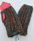 Hand Crocheted Fingerless Gloves — Brown Llama, Aquamarine & Copper | The Joy of Llamas