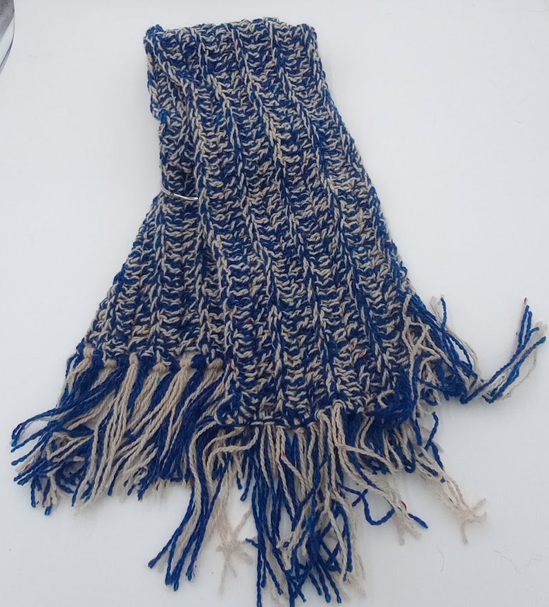 Hand Crocheted Merino Scarf — Navy & Ivory Confetti | The Joy of Llamas