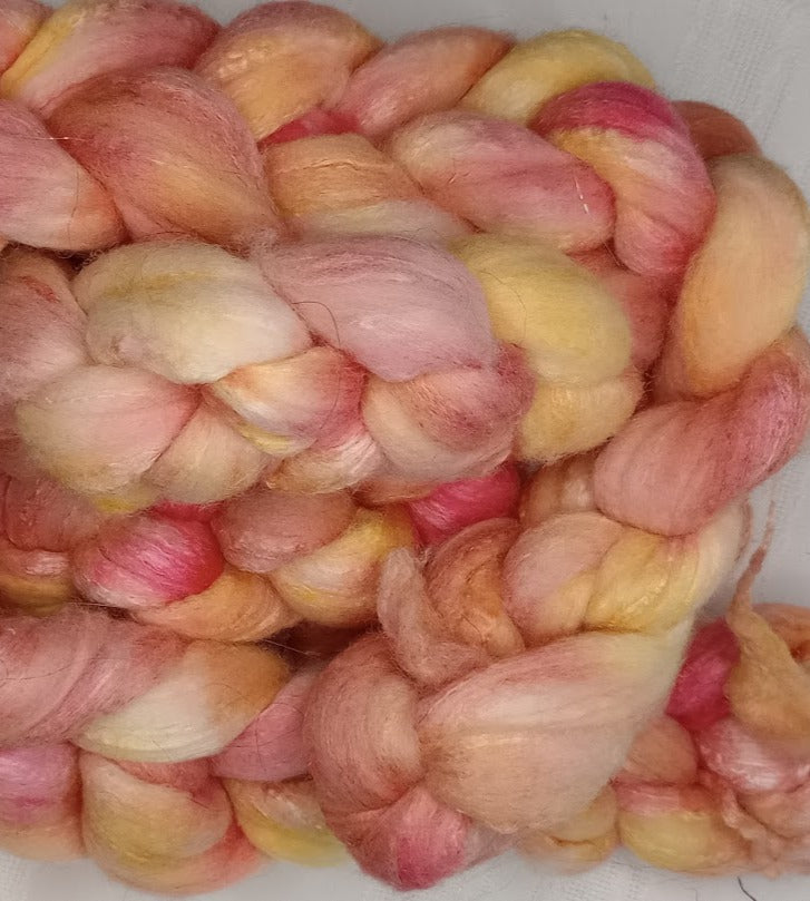 Peach Blossom — Indie Dyed Merino Silk Roving Braid