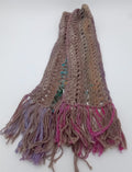 Hand Crocheted Llama Scarf by The Joy of Llamas – Tan with Rainbow Color Burst