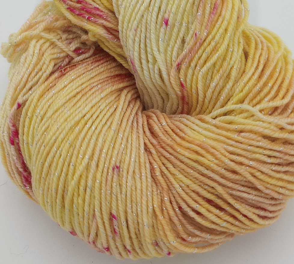 Walkin' On Sunshine 92% SW Merino 8% Lurex Sock Yarn