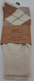 White Argyle Alpaca Socks | Fehrenbach Fibers