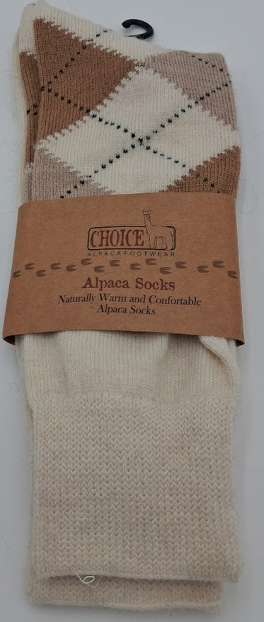 White Argyle Alpaca Socks | Fehrenbach Fibers